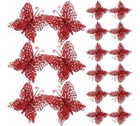 BESPORTBLE Mariposas Decorativas para Árbol de Navidad Purpurina Dorada 24 Piezas Grandes Mariposas Artificiales para Adornos Navideños y Manualidades Ideales para Coronas y Decoración