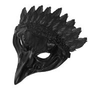 BESPORTBLE Máscara de Cuervo Negra Plumas Reales Media Cara para Disfraz de Halloween y Carnaval Accesorio Cosplay de Mascarada para Mujeres Máscara de Pájaro Aterradora para Fiestas
