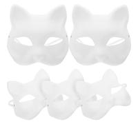 BESPORTBLE Máscara de Gato de Media Cara de Papel para Pintar, 5 Unidades, para Fiestas de Disfraces y Actividades Artísticas
