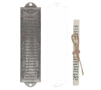 BESPORTBLE Mezuzá de Metal Artesanal 132mm Antiguo Plateado con Pergamino Escritura Religiosa para Decoración del Hogar y Puerta, Símbolo de Fe y Tradición, Obsequio Religioso Único