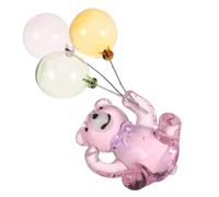 BESPORTBLE Mini Oso de Cristal Coleccionable Globo Figura Decorativa de Animal Colores Rosa Verde y Amarillo Adorno Artístico Multifuncional para Escritorio y Decoración del Hogar