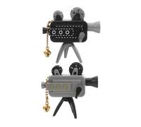 BESPORTBLE Mini Proyector De Cine Vintage para Niños y Casa De Muñecas, Tamaño Compacto, Concepto Manual Manivela, Decoración Retro para Escritorio y Uso Familiar, Set De 2 Piezas (Gris y Negro