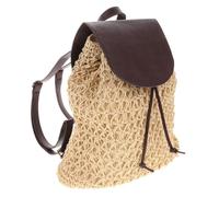 BESPORTBLE Mochila de Rafia Beige para Mujer con Bolsillo Interior y Correas Ajustables Adecuado para Viajes y Compras Reutilizable y Ligera