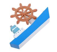 BESPORTBLE Modelo de Barco de Vela de Madera Azul y Tamaño Pequeño Timonel Decoración Mediterránea Náutica para Sala y Oficina Modelo Decorativo Artesanal para Estantes y Escritorio