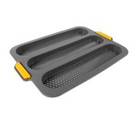 BESPORTBLE Molde de Silicona Antiadherente para Hornear Baguettes 3 Ranuras Perforadas, Color Gris Oscuro, Molde para Pan Francés Casero, Utensilio Ligero y Seguro para Cocina Doméstica