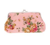 BESPORTBLE Monedero Bordado de Flores para Mujer Cierre de Broche de Lona Rosa Largo Diseño Retro Organizado y Elegante para Uso Diario