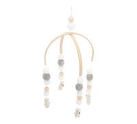 BESPORTBLE Móvil Para Cuna De Niña Percha De Madera Decoración Gris Bolas De Lana y Campanillas Juguete Para Bebés Adecuado Para Guarderías y Habitaciones Infantiles Fácil De Instalar