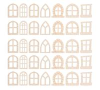 BESPORTBLE Muebles de bricolaje con puerta de madera, set de 50 piezas de mini puertas y ventanas para manualidades, estilo encantador y ambiente de cuento en jardines y casas de muñecas