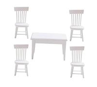 BESPORTBLE Muebles Miniatura para Casa de Muñecas Mesa y Sillas de Madera Blanca Accesorios Decorativos para de Muñecas