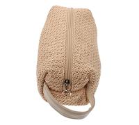 BESPORTBLE Neceser De Mimbre Tejido a Mano - Elegante Bolsa De Maquillaje con Cremallera - Ideal para Viajes y Uso Diario Diseño Práctico y Versátil Monedero o Bolso De
