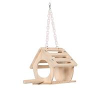 BESPORTBLE Nido de Cría para de Madera con Posadero y Columpio Casita Colgante Resistente la Intemperie Nido Espacioso para Periquitos y Ninfas Soporte Estable y Seguro para Aves Pequeñas