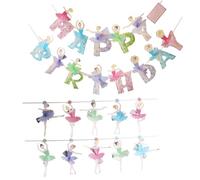 BESPORTBLE Pancarta para Fiesta de Cumpleaños de Bailarina Niña, 2 Juegos Decoración Colgante de Papel y Tul, Banderines Coloridos Reutilizables para Cumpleaños Infantil
