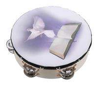 BESPORTBLE Pandereta De Mano Doble Con Sonajas Instrumento De Percusión Portátil Para Adultos y Niño Niña Con Superficie y Diseño De Paloma Educativo Para Desarrollo Sensorial y Coordi