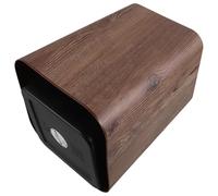 BESPORTBLE Papelera Tapa Abatible de 8,5 L en Color Nogal Imitación Madera, Cubo de Basura Mediano de PP para Dormitorio, Baño y Oficina Diseño Silencioso