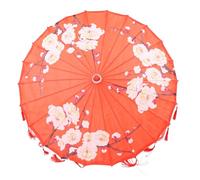 BESPORTBLE Paraguas Decorativo Japonés de Seda Diseño de Impresión de Flores Rojas, Diámetro 82 Cm, Accesorio para Fotografía y Utilería de Escenario en Festivales y Actuaciones