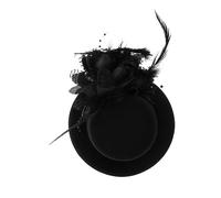 BESPORTBLE pasador de pelo de flor de encaje felpa tapa accesorios para el cabello de la boda Barretas de cabello elegantes pasadores de pelo pluma Black