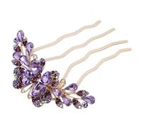 BESPORTBLE Peineta de Gemas de Imitación para Mujer 1 Unidad Tamaño Mediano Accesorios Cabello 4 Puntas para Boda y Evento Formal Color Púrpura