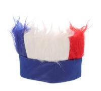 BESPORTBLE Peluca roja para fanáticos del fútbol, pelo artificial, accesorio de fiesta con bloques de color, ligero y duradero, para partidos de fútbol, disfraces y fiestas temáticas