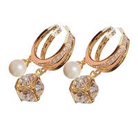 BESPORTBLE Pendientes de Aro para Mujer Zirconia Pendientes Minimalistas de Perlas Diseño Elegante para Niñas y Mujeres Ocasiones Obsequios 1 Par