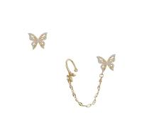 BESPORTBLE Pendientes De Asimétricos De Moda Dorado Joyas Elegantes Orejas Imitación De Gemas Clip Para Hueso De Oreja Accesorios Creativos Para Mujer