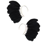 BESPORTBLE Pendientes de Pluma sin Perforación para Mujer, Estilo Étnico, Color Negro, Pendientes Tipo Ear Cuff Envolventes, Accesorios Ligeros para Fotografía y Uso Diario, 1 Par