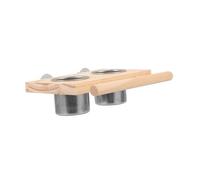 BESPORTBLE Percha De Madera para Comedero Bebedero Jaula para Comederos Dobles De Metal Organizador De Comida