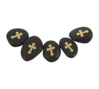 BESPORTBLE Piedras de Inspiración Cristiana 5 Pcs Guijarros Naturales 4-6 Cm Cruces Grabadas Decoración Religiosa para Oración y Meditación Espiritual en Hogar y Altar