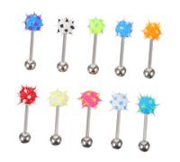 BESPORTBLE Piercings Lengua de Silicona Púas 10 Piezas, Acero Inoxidable, 3.2x0.75cm, para Perforación Corporal y Uso en Fiestas Color Aleatorio