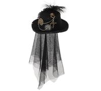 BESPORTBLE Pinza Malla Floral Oscura Estilo Steampunk Cabello Pequeño Sombrero de Fieltro Negro, Accesorio para Fiestas y Actuaciones Sociales