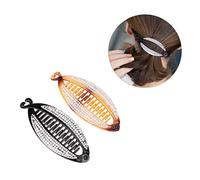 BESPORTBLE Pinzas Pelo Estilo Plátano Cristales De Perla 2 Unidades Tamaño Mediano Para Cabello Largo Mujer Ocasión Diaria y Fiesta Colores Negro y Carey