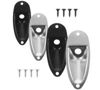 BESPORTBLE Placas de Zócalo para Conector de Guitarra Eléctrica 4 Piezas Metal Estilo Barco, 2 Plateadas 2 Negras con Tornillos, Repuesto Jack Profesional para Guitarra, Accesorio