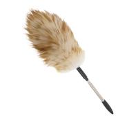 BESPORTBLE Plumero Extensible de Lana de Cordero Natural Antiestático, Mango Largo de Acero Inoxidable 140 Cm, Cepillo para Polvo para Ventiladores de Techo, Persianas y Estantes Altos,