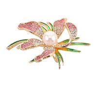 BESPORTBLE Prendedor de Abrigo para Eventos Formales Accesorio Versátil y Elegante de Aleación de Zinc en Forma de Flor Roja con Perlas y Reuniones Casuales