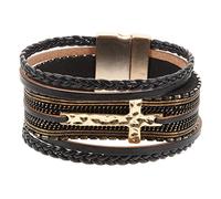 BESPORTBLE Pulsera Cruzada Pulsera Multicapa Hombres Pulsera De Cuero Trenzado Pulsera De Cuero Multicapa Pulsera Trenzada Multicapa Pulsera Personalizada Pulseras Para Mujer De Moda Cuero Pu