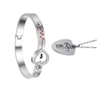 BESPORTBLE Pulsera Proyección Te Amo en 100 Idiomas, Brazalete de Acero Inoxidable Color Acero, Juego 2 Piezas para Día de San Valentín, Joyas para Parejas Románticas