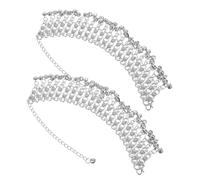 BESPORTBLE Pulseras de Tobillo Ajustables de Varias Capas Cascabeles y Borlas Tobillera Boho para Danza del Vientre Playa y Vacaciones Joyería Étnica para Mujer Set 2 Piezas