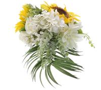 BESPORTBLE Ramo de Girasoles Artificiales Realistas Hojas de Eucalipto Ramo de Flores Falsas para Decoración de Bodas y Fiestas Reutilizable y Fácil de Cuidar