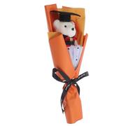 BESPORTBLE Ramo de Oso de Peluche para Graduación Muñeco Naranja, Ramo Decorativo Ligero para Fiesta y Accesorios de Fotografía, Adorno Único para Recuerdo y Celebración de Graduados