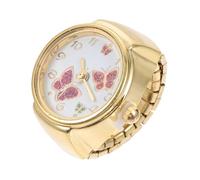 BESPORTBLE Reloj de Anillo de Dedo Decorativo Diseño de Doble Motivo de Mariposas en Metal Dorado, Joyería Femenina para Uso Diario, Tamaño Ajustable y Estilo Vintage Elegante