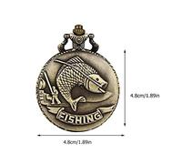 BESPORTBLE Reloj de Bolsillo de Cuarzo Diseño de Carpa en Relieve, Colgante de Aleación Cobre Antiguo, Estilo Clásico para Hombre, Moda Vintage, Complemento Adecuado para Pesca y Uso Diario