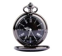 BESPORTBLE Reloj De Bolsillo Retro Clásico Redondo con Doble Esfera Números Romanos y Árabes Cadena Fina Diseño Vintage para Hombres y Mujeres