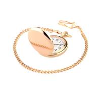 BESPORTBLE Reloj de Bolsillo Vintage Colgante Doble Cara Aleación Rosa Dorado para Hombres y Mujeres Uso Diario Diseño Concha Números Grandes