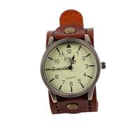 BESPORTBLE Reloj de Pulsera Retro para Hombre Cuero Gran Esfera Diseño Minimalista para Correa Ajustable