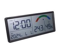 BESPORTBLE Reloj Digital De Pared LCD 14 Pulgadas con Temperatura y Humedad, Termómetro Interior Preciso, Despertador Multifuncional para Dormitorio y Oficina, Sin Pilas, Diseño Negro