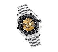 BESPORTBLE Reloj Mecánico de Pulsera para Hombre Esqueleto, sin Batería, Aleación de Zinc, Manecillas Grandes y Luminosas, Adecuado para Asistir a Cualquier Ocasión