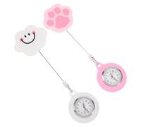 BESPORTBLE Relojes de Bolsillo Enfermera 2 Piezas Silicona Suave Retráctil para Niñas Médicos Clínica Uso Diario Divertido Diseño Rosa Nube Sonriente
