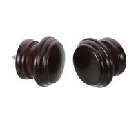 BESPORTBLE Remates para Barra de Cortina 2 Piezas, Madera Maciza Café | Cabeza Redonda Plana, Acabado Elegante Veta Natural, para Dormitorio y Postes de Cama