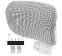 BESPORTBLE Reposacabezas Ajustable para Silla de Oficina Cojín Ergonómico Desmontable y Transpirable Soporte para Cabeza en Color Plata Marco Blanco Adecuado para Trabajo y Ordenador