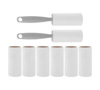 BESPORTBLE Rodillo Quitapelusas Adhesivo Gris para Ropa y Mascotas, Set con 1 Mango Ergonómico y 8 Rollos Recambio (40 y 60 Tiras), Adecuado para Eliminar Pelo de Perro, Gato y Polvo