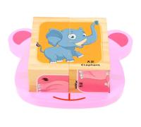 BESPORTBLE Rompecabezas de Bloques de Madera para Pequeños Cubo de Rompecabezas de Animales de Dibujos Animados Juguete Educativo para Desarrollar Motricidad Fina y Cognición Adecuado 1 a